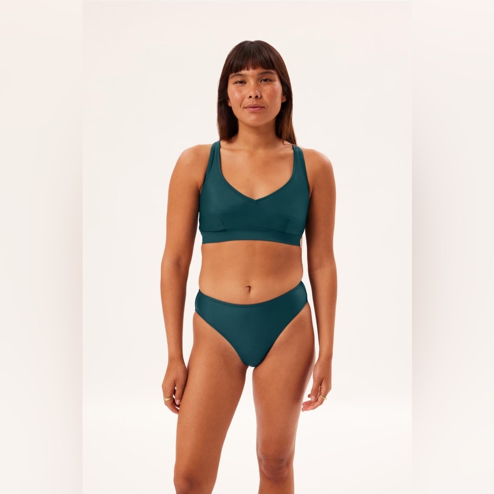 girlfriend collective Teal Scoop Bralette Bikini Set